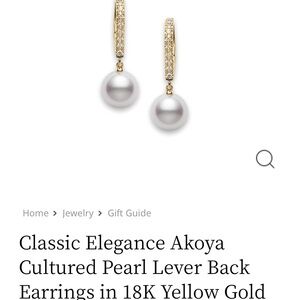Mikimoto Akoya Cultured Pearl Earrings in Yellow Gold